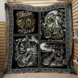 Live To Ride Motorcylces Quilt Blanket  Quilt